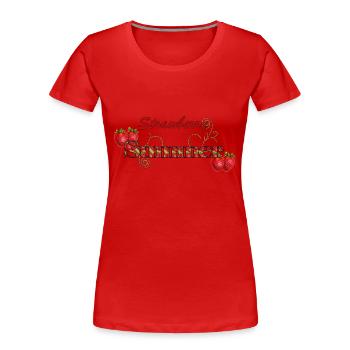 Sunny StrawberrySummer - Women's Premium Organic T-Shirt - red - Front - Mia (176cm)