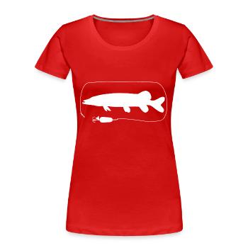 Brochet avec clignotant cuillère - T-shirt bio Premium Femme - rouge - Devant - Mia (176cm)