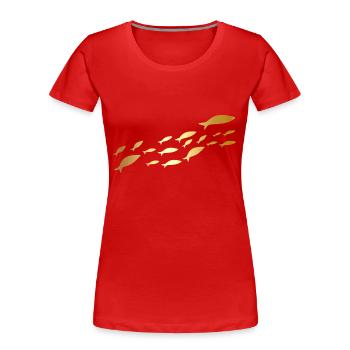 poisson sardine doré - T-shirt bio Premium Femme - rouge - Devant - Mia (176cm)
