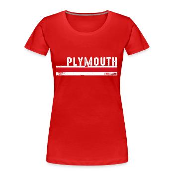 Plymouth England Vintage Design - Frauen Premium Bio T-Shirt - Rot - Vorne - Mia (176cm)