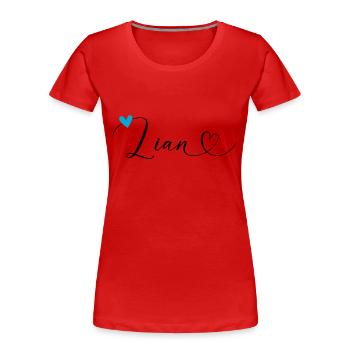 Lian Name Vorname Kalligrafieherz - Frauen Premium Bio T-Shirt - Rot - Vorne - Mia (176cm)