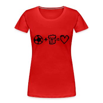 football+beer=love - Frauen Premium Bio T-Shirt - Rot - Vorne - Mia (176cm)
