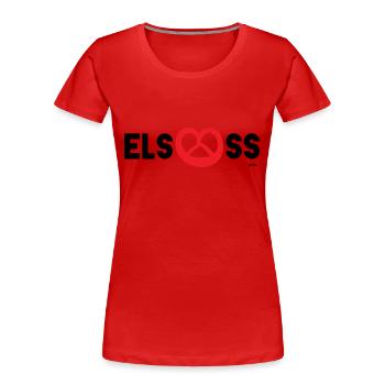 Alsace : Bretzel - T-shirt bio Premium Femme - rouge - Devant - Mia (176cm)