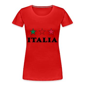 Italia - Italien mit 3 Sternen Gruen Weiss Rot - Frauen Premium Bio T-Shirt - Rot - Vorne - Mia (176cm)