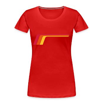 Retro Stripes - Frauen Premium Bio T-Shirt - Rot - Vorne - Mia (176cm)