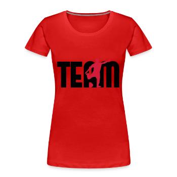 Fußball - Frauen Premium Bio T-Shirt - Rot - Vorne - Mia (176cm)