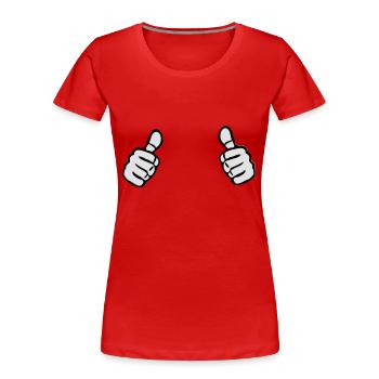 Two Thumbs Up - Women's Premium Organic T-Shirt - red - Front - Mia (176cm)