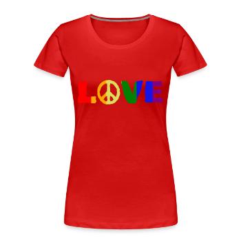 Peace Frieden Freiheit Liebe - Frauen Premium Bio T-Shirt - Rot - Vorne - Mia (176cm)