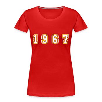 Numéro de l’année 1967 - T-shirt bio Premium Femme - rouge - Devant - Mia (176cm)