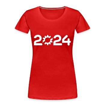 2024 - Frauen Premium Bio T-Shirt - Rot - Vorne - Mia (176cm)