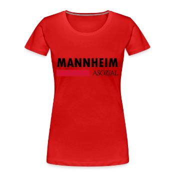 Mannheim Monnem Mannheimat - Frauen Premium Bio T-Shirt - Rot - Vorne - Mia (176cm)