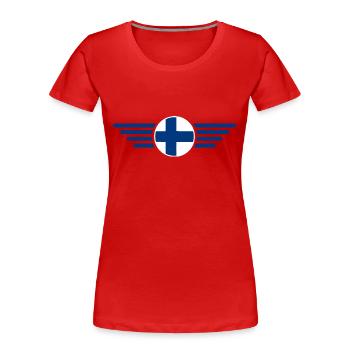 Finnland Stil T-Shirt - Frauen Premium Bio T-Shirt - Rot - Vorne - Mia (176cm)