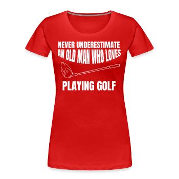 Golf Golfeur Golfeur Golfeur Golf balle de golf - T-shirt bio Premium Femme - rouge - Devant - Mia (176cm)