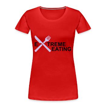 essen - Frauen Premium Bio T-Shirt - Rot - Vorne - Mia (176cm)
