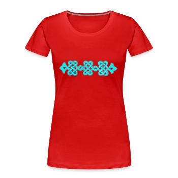 ornement complexe, turquoise - T-shirt bio Premium Femme - rouge - Devant - Mia (176cm)