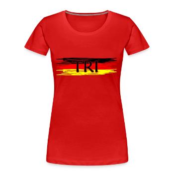 Triathlon Natation Bike Run Marathon - T-shirt bio Premium Femme - rouge - Devant - Mia (176cm)