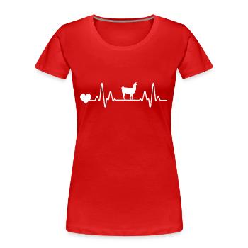 Battement de cœur Lama - T-shirt bio Premium Femme - rouge - Devant - Mia (176cm)