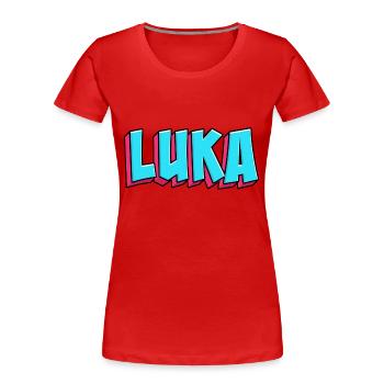 Motif du nom : Luka - T-shirt bio Premium Femme - rouge - Devant - Mia (176cm)