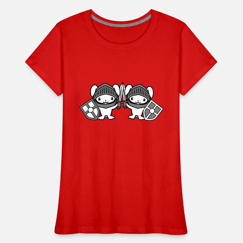 2 lapins chevalier épée bouclier armure casque château T-shirt bio Premium Femme