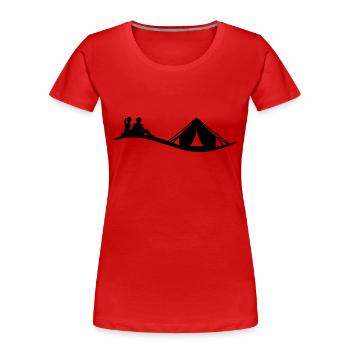 Freizeit - Camping - Frauen Premium Bio T-Shirt - Rot - Vorne - Mia (176cm)