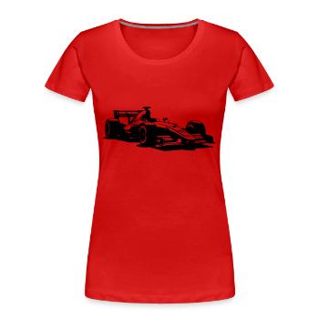 Rennwagen - Frauen Premium Bio T-Shirt - Rot - Vorne - Mia (176cm)
