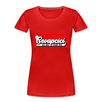 Farben änderbar | Cevapcici - Balkan Grill - Frauen Premium Bio T-Shirt - Rot - Vorne - Mia (176cm)