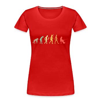 Die Evolution des Menschen Angelrute Sportfischer - Frauen Premium Bio T-Shirt - Rot - Vorne - Mia (176cm)