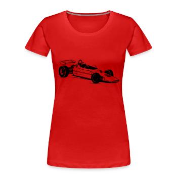 Rennwagen - Frauen Premium Bio T-Shirt - Rot - Vorne - Mia (176cm)