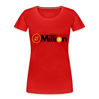 Krypto 21 Million BTC Bitcoin - Frauen Premium Bio T-Shirt - Rot - Vorne - Mia (176cm)