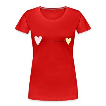 Ligne du cœur horizontale - T-shirt bio Premium Femme - rouge - Devant - Mia (176cm)