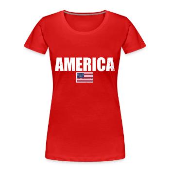 Amérique Drapeau américain États-Unis - T-shirt bio Premium Femme - rouge - Devant - Mia (176cm)
