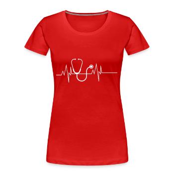 Stethoskop Herzschlag - Frauen Premium Bio T-Shirt - Rot - Vorne - Mia (176cm)