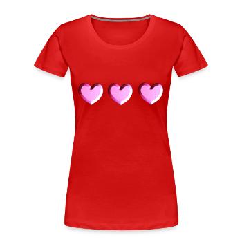 three hearts pink glitter - Women's Premium Organic T-Shirt - red - Front - Mia (176cm)