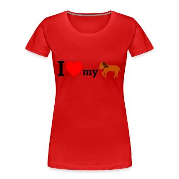 hundeliebe - Frauen Premium Bio T-Shirt - Rot - Vorne - Mia (176cm)