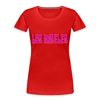 Los Angeles - Frauen Premium Bio T-Shirt - Rot - Vorne - Mia (176cm)