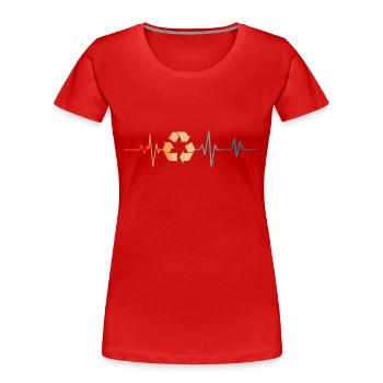 Retro-Herzschlag-Recycling - Frauen Premium Bio T-Shirt - Rot - Vorne - Mia (176cm)