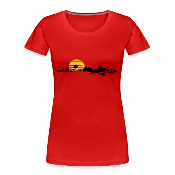 Skyline - Mecklenburg-Vorpommern - Frauen Premium Bio T-Shirt - Rot - Vorne - Mia (176cm)