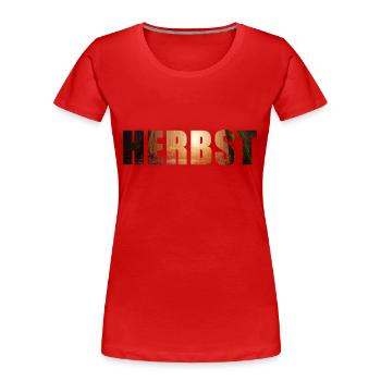 Herbst - Frauen Premium Bio T-Shirt - Rot - Vorne - Mia (176cm)