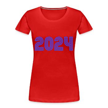 2024. JAHR. ALLES GUTE ZUM NEUEN JAHR. SILVESTER - Frauen Premium Bio T-Shirt - Rot - Vorne - Mia (176cm)