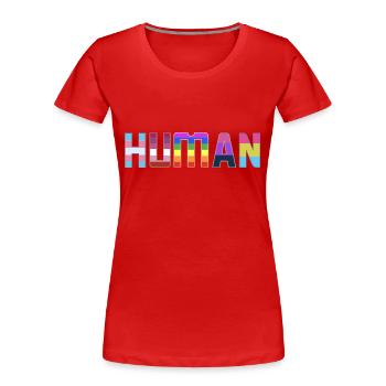 Human LGBTQ T-Shirt Flag Pride - Frauen Premium Bio T-Shirt - Rot - Vorne - Mia (176cm)