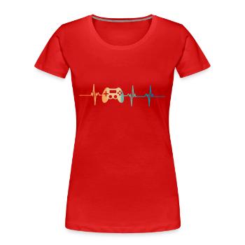 battement De cœur console de jeux - T-shirt bio Premium Femme - rouge - Devant - Mia (176cm)
