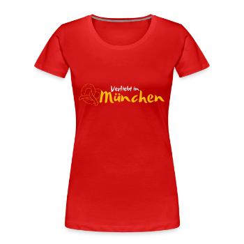 Verliebt in München | München Mitbringsel - Frauen Premium Bio T-Shirt - Rot - Vorne - Mia (176cm)