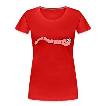 Funny Worm - Women's Premium Organic T-Shirt - red - Front - Mia (176cm)