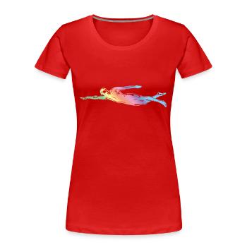 Schwimmen Silhouette - Frauen Premium Bio T-Shirt - Rot - Vorne - Mia (176cm)