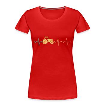 Traktor Herzschlag Retro Farmer - Frauen Premium Bio T-Shirt - Rot - Vorne - Mia (176cm)