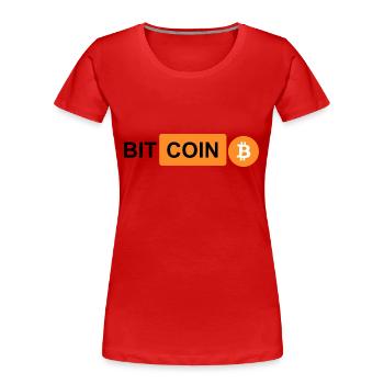 Krypto Bitcoin BTC prn 2 - Frauen Premium Bio T-Shirt - Rot - Vorne - Mia (176cm)