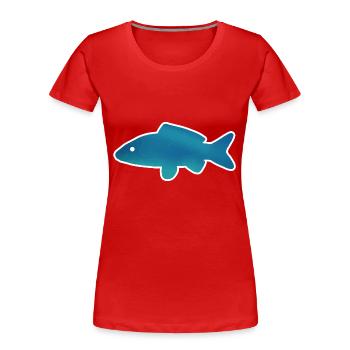 Fish Angler Illustration - Women's Premium Organic T-Shirt - red - Front - Mia (176cm)