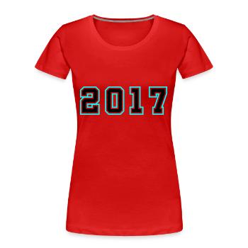 2017 Année Anniversaire - T-shirt bio Premium Femme - rouge - Devant - Mia (176cm)