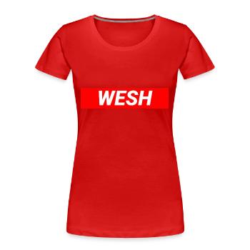 Wesh France - T-shirt bio Premium Femme - rouge - Devant - Mia (176cm)