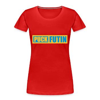 puck futin logo design - Women's Premium Organic T-Shirt - red - Front - Mia (176cm)